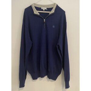 Peter Millar Men's Cashmere Silk Blend 1 /4 ZipPullover Sweater Navy• XL